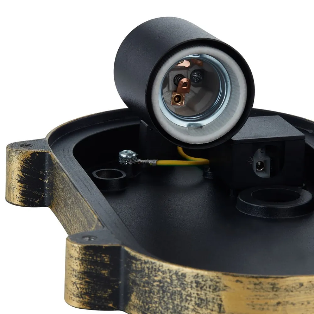 Lindby udendørs væglampe Daaje, guldfarvet, 16 cm, aluminium