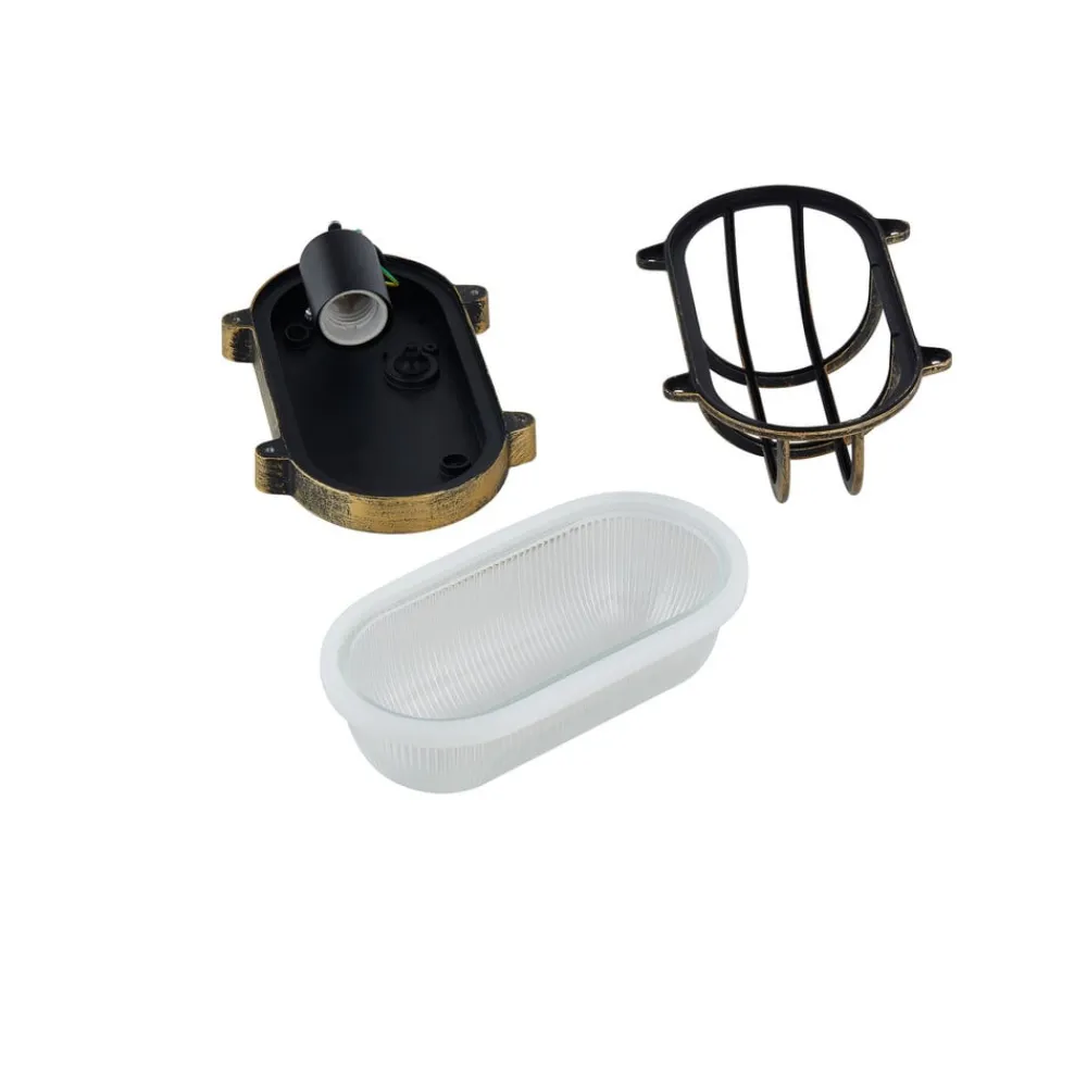 Lindby udendørs væglampe Daaje, guldfarvet, 16 cm, aluminium