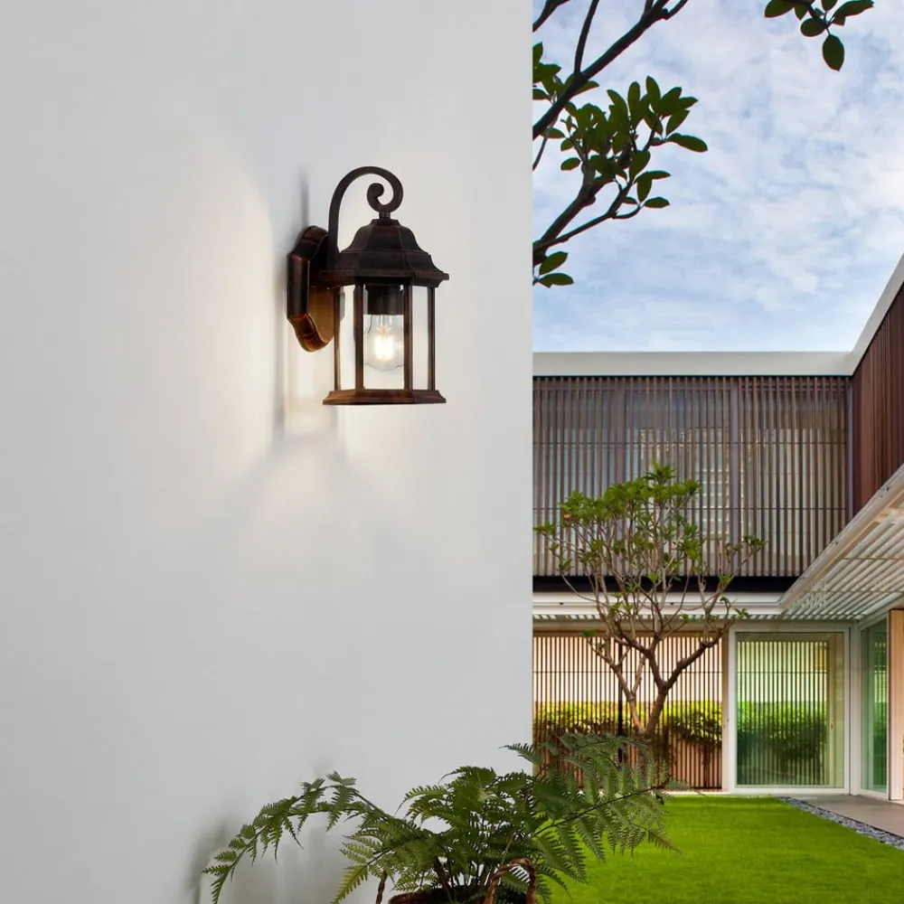udendørs væglampe Daaje, rustfarvet, 30,5 cm, aluminium^Lindby Best
