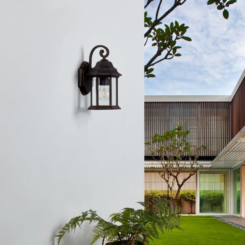 udendørs væglampe Daaje, rustfarvet, 30,5 cm, aluminium^Lindby Best