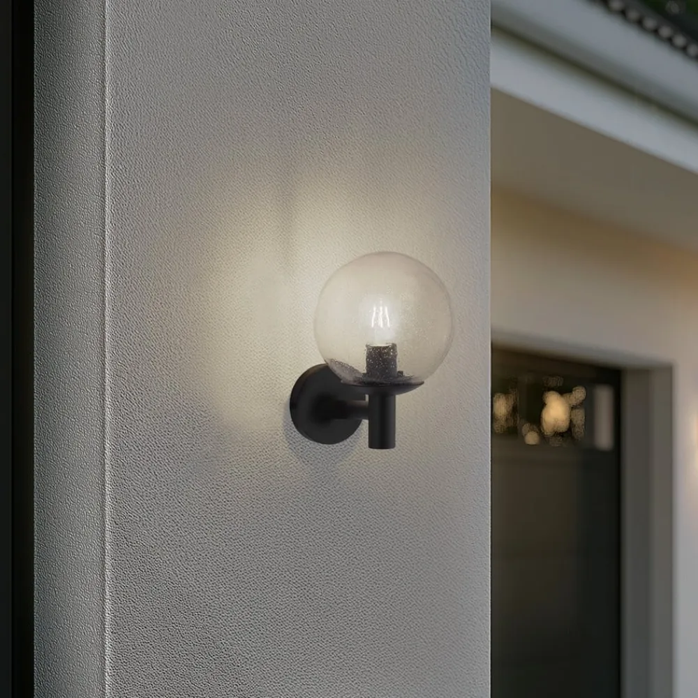 Lindby udendørs væglampe Dangan, klar, glas, Ø 20 cm