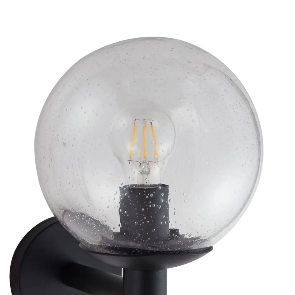 Lindby udendørs væglampe Dangan, klar, glas, Ø 20 cm