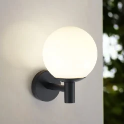 udendørs væglampe Dangan, hvid, glas, Ø 20 cm, IP44^Lindby Outlet