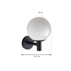 udendørs væglampe Dangan, hvid, glas, Ø 20 cm, IP44^Lindby Outlet