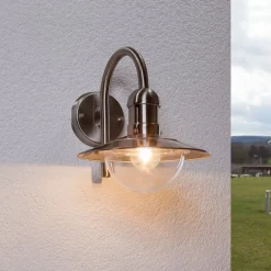 Lindby udendørs væglampe Damion, 30 cm, stål, E27, IP44