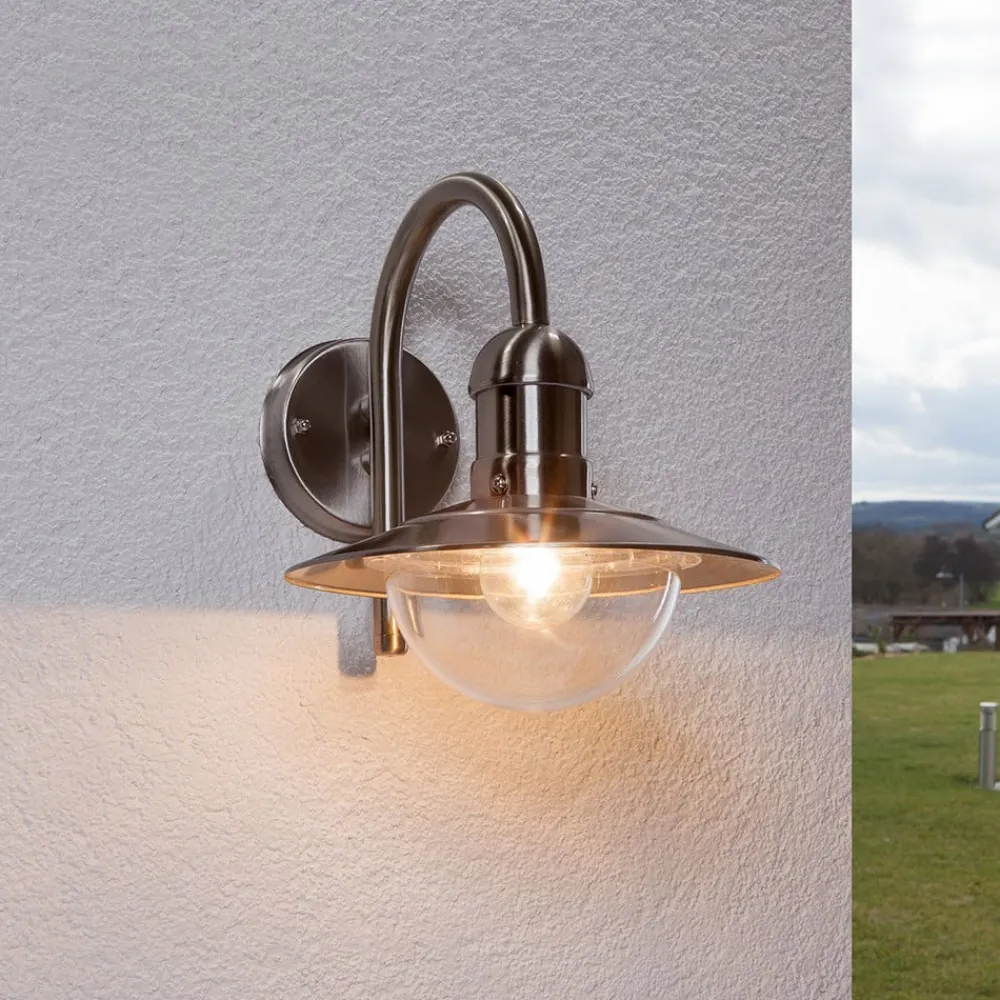 Lindby udendørs væglampe Damion, 30 cm, stål, E27, IP44