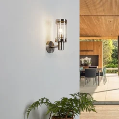 Lindby udendørs væglampe Djori, aluminiumfarvet, stål, E27