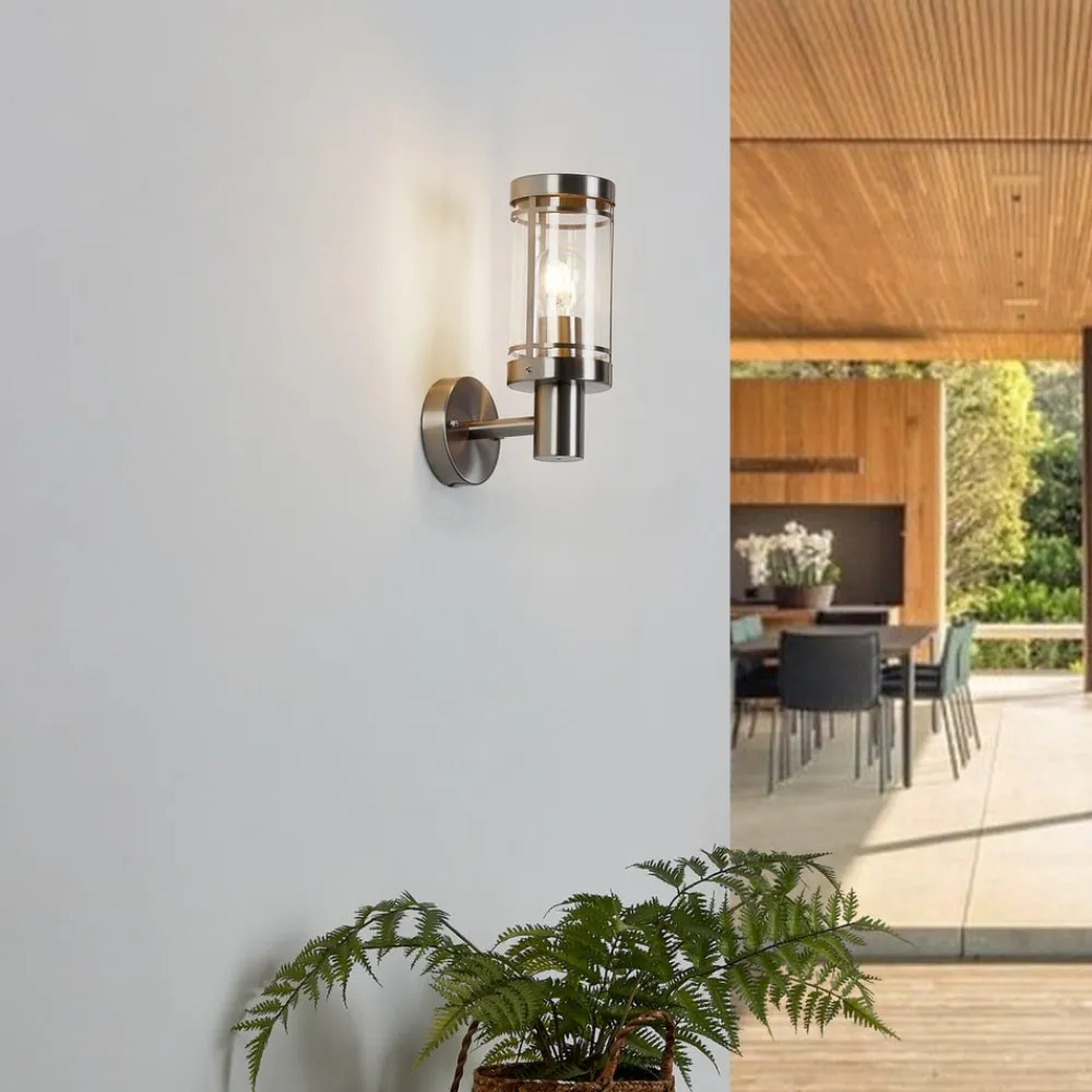 Lindby udendørs væglampe Djori, aluminiumfarvet, stål, E27