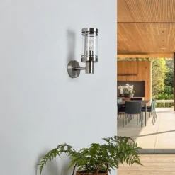 Lindby udendørs væglampe Djori, aluminiumfarvet, stål, E27