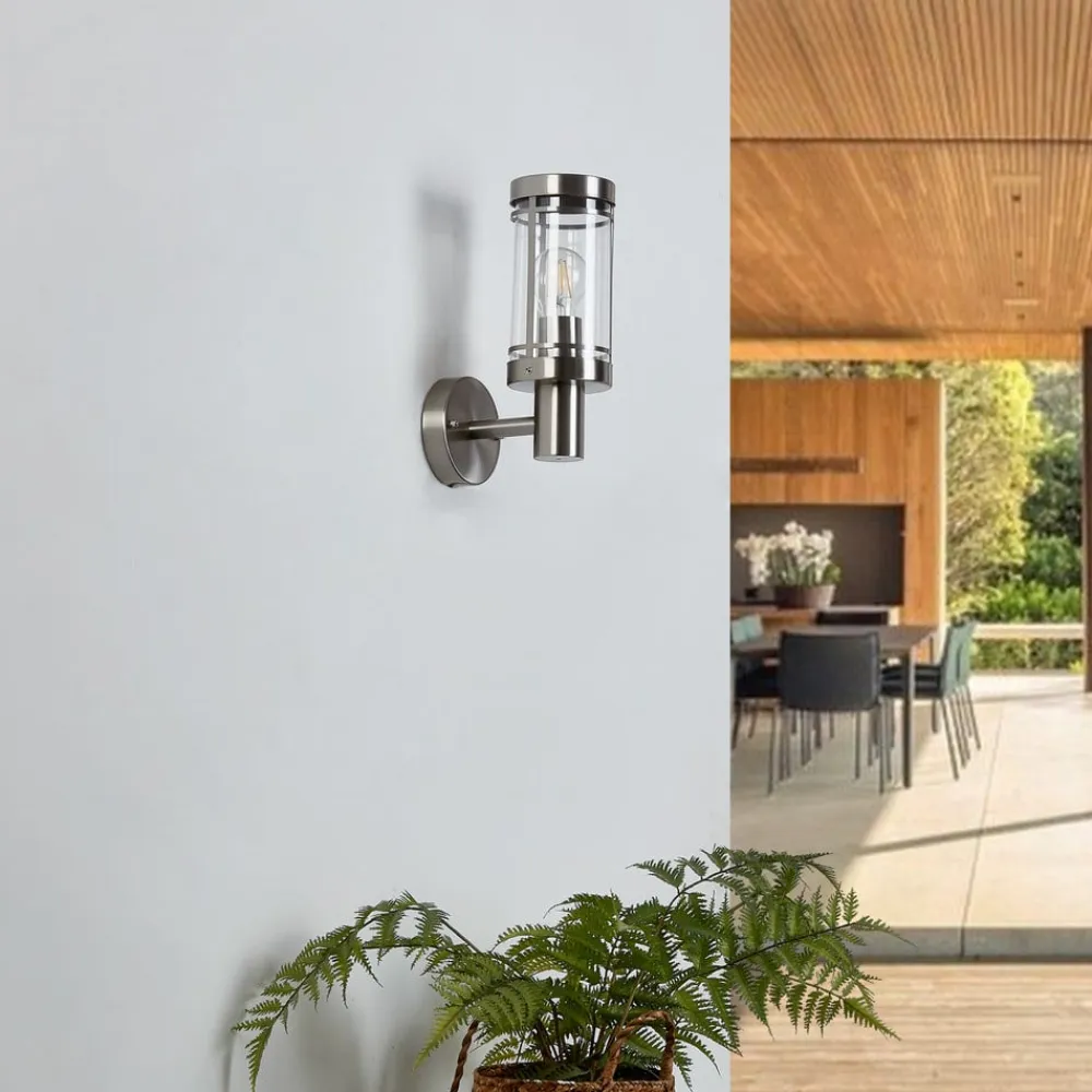 Lindby udendørs væglampe Djori, aluminiumfarvet, stål, E27