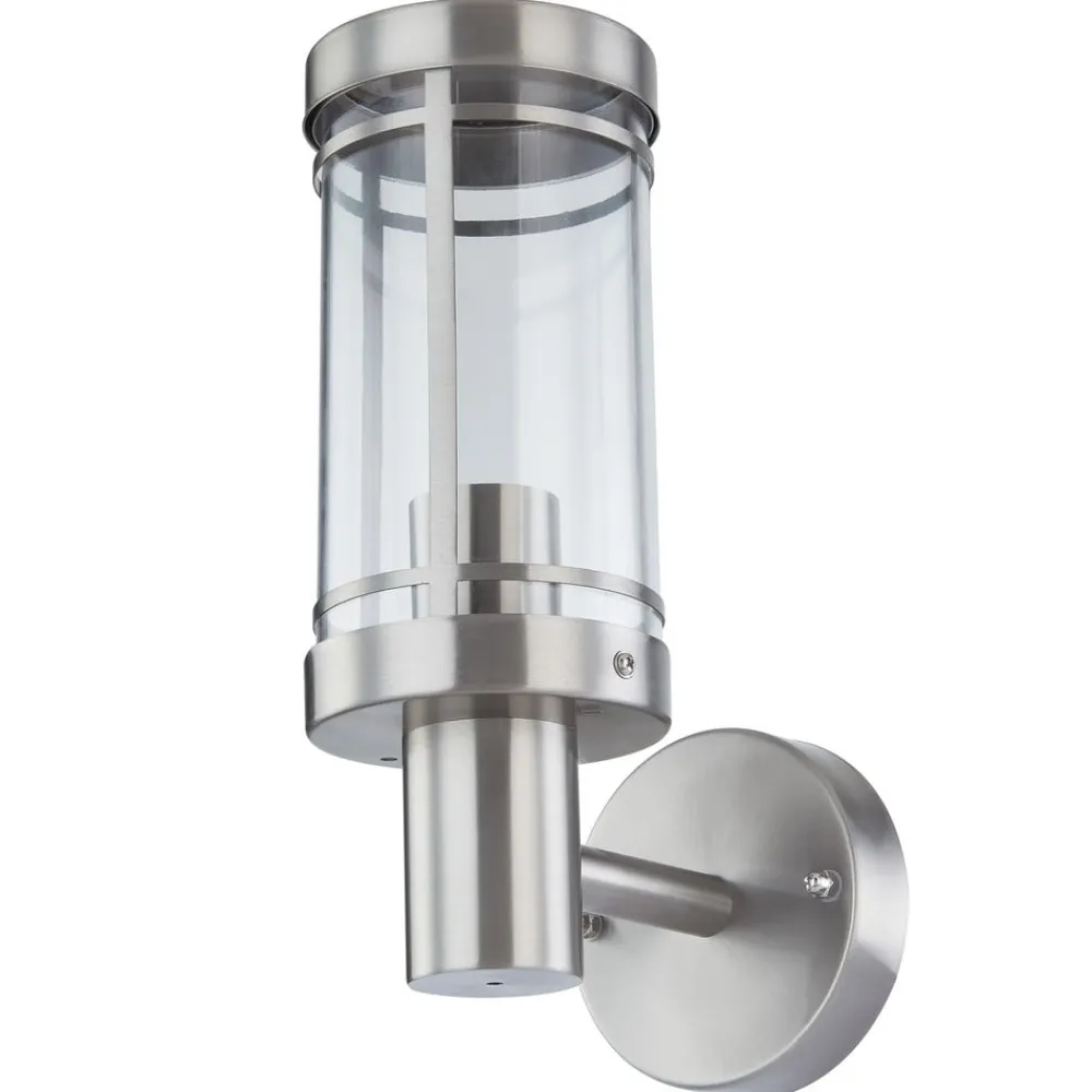 Lindby udendørs væglampe Djori, aluminiumfarvet, stål, E27