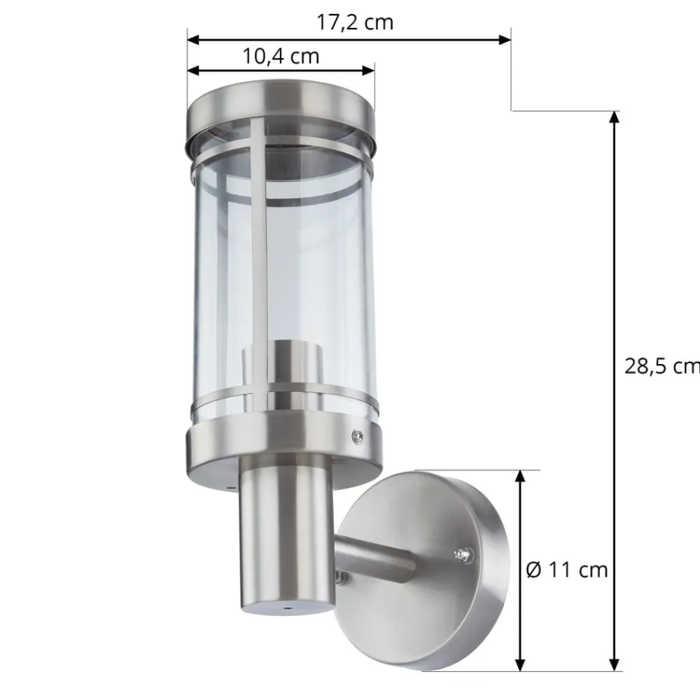 Lindby udendørs væglampe Djori, aluminiumfarvet, stål, E27