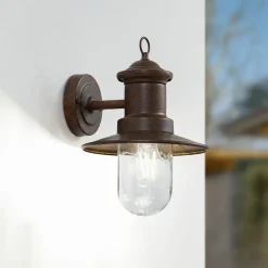 Lindby Terrassebelysning|Væglamper>udendørs væglampe Eloretta, rust, stål, højde 31 cm