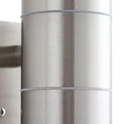 Lindby udendørs væglampe Eyrin, højde 22 cm, stål, sensor