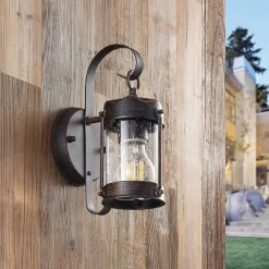 Lindby udendørs væglampe Farly, rustbrun, aluminium, 17 cm