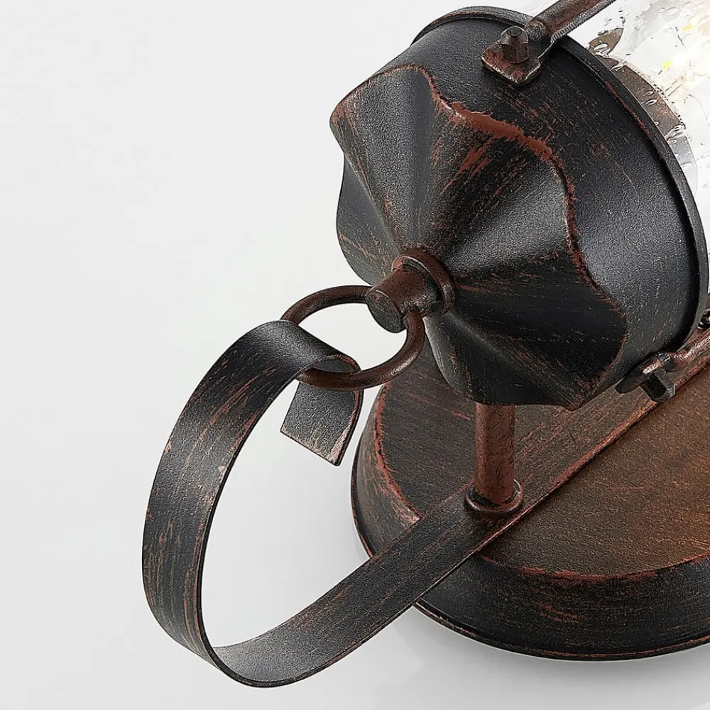 Lindby udendørs væglampe Farly, rustbrun, aluminium, 17 cm