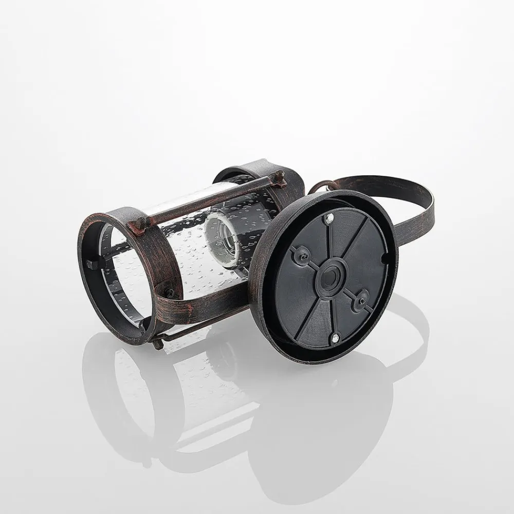 Lindby udendørs væglampe Farly, rustbrun, aluminium, 17 cm