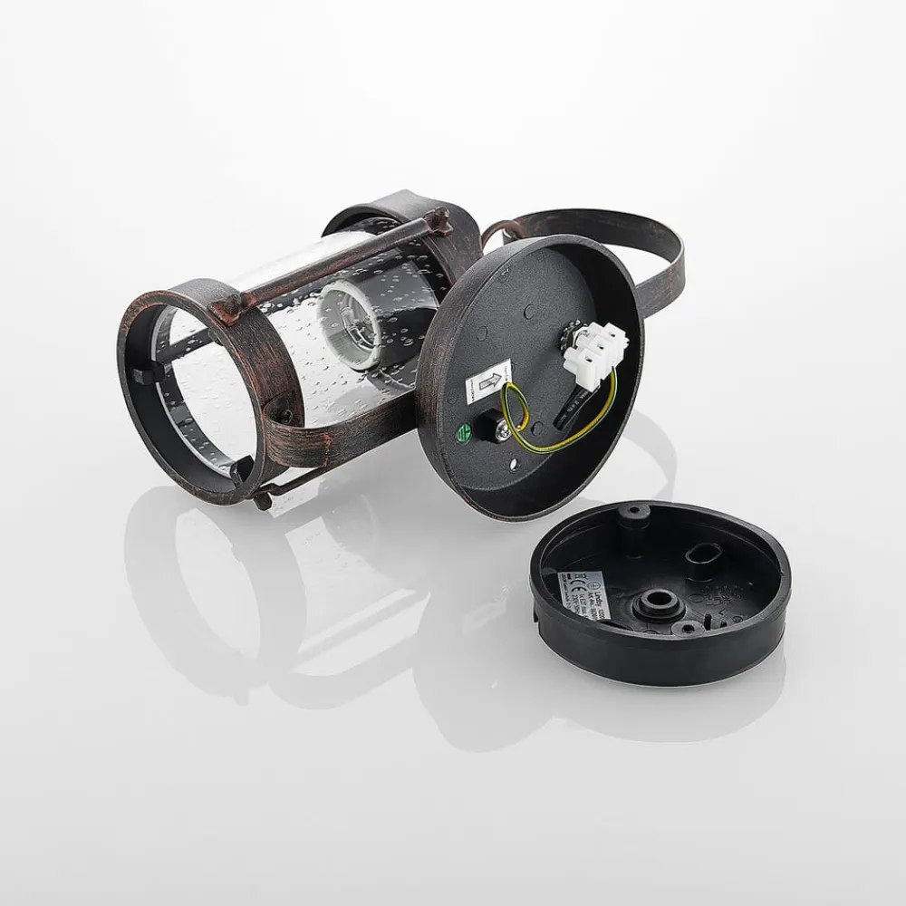 Lindby udendørs væglampe Farly, rustbrun, aluminium, 17 cm