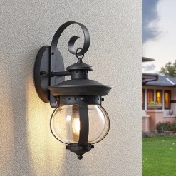 Lindby Terrassebelysning|Væglamper>udendørs væglampe Farley, 40 cm, mørkegrå, IP44, E27