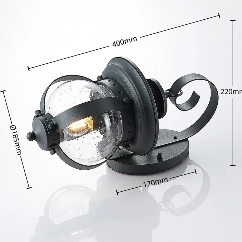 Lindby Terrassebelysning|Væglamper>udendørs væglampe Farley, 40 cm, mørkegrå, IP44, E27