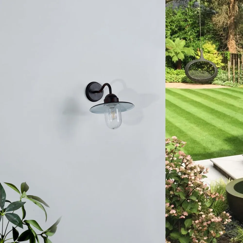 Lindby Terrassebelysning|Væglamper>udendørs væglampe Filip, rustbrun, 30 cm, E27, IP44