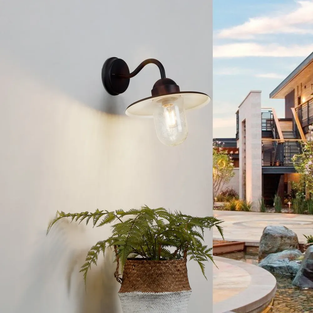 Lindby Terrassebelysning|Væglamper>udendørs væglampe Filip, rustbrun, 30 cm, E27, IP44