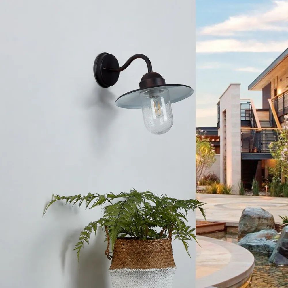 Lindby Terrassebelysning|Væglamper>udendørs væglampe Filip, rustbrun, 30 cm, E27, IP44