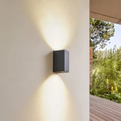 Lindby Væglamper>udendørs væglampe Fijona, mørkegrøn, aluminium, højde 15 cm