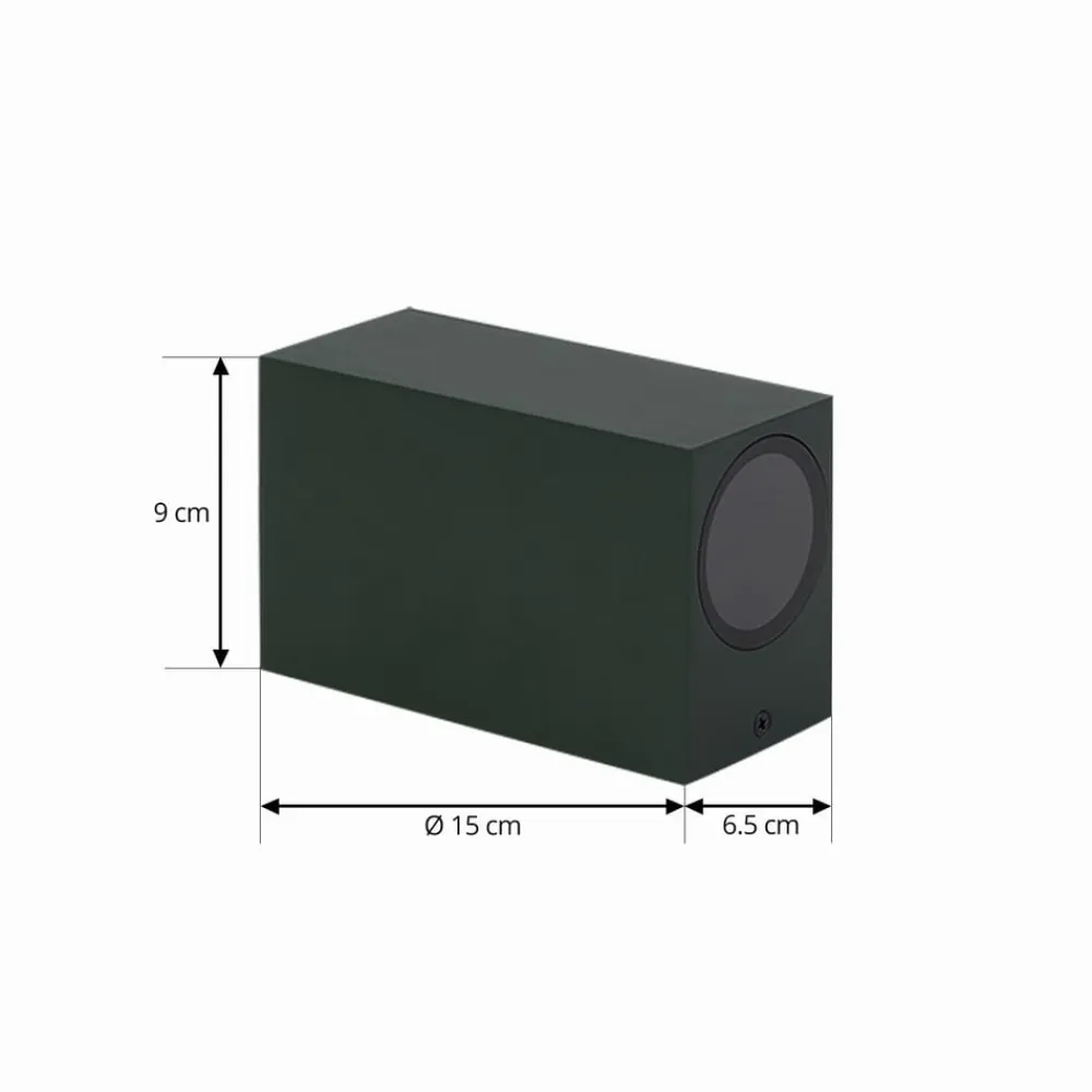 Lindby Væglamper>udendørs væglampe Fijona, mørkegrøn, aluminium, højde 15 cm