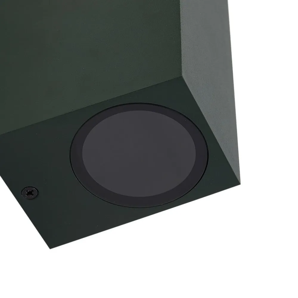 Lindby Væglamper>udendørs væglampe Fijona, mørkegrøn, aluminium, højde 15 cm