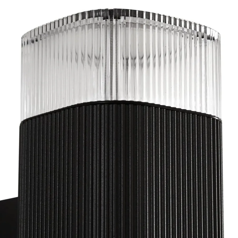 Lindby udendørs væglampe Halvar, sort, 24 cm, 2 x GU10, IP65