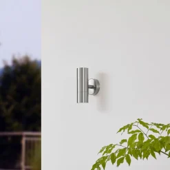 Lindby udendørs væglampe Hakan, op/ned, stål, IP44, GU10