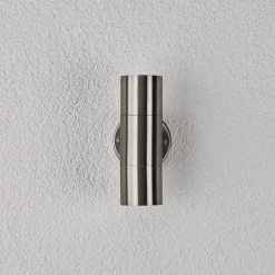 Lindby udendørs væglampe Hakan, op/ned, stål, IP44, GU10