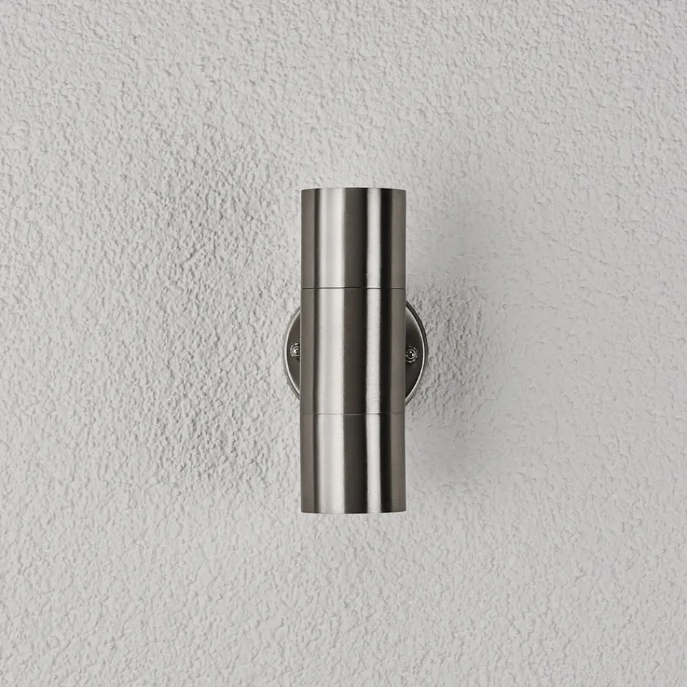 Lindby udendørs væglampe Hakan, op/ned, stål, IP44, GU10