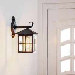 Lindby Terrassebelysning|Væglamper>udendørs væglampe Ida, rustfarvet, lygte, 34 cm, E27