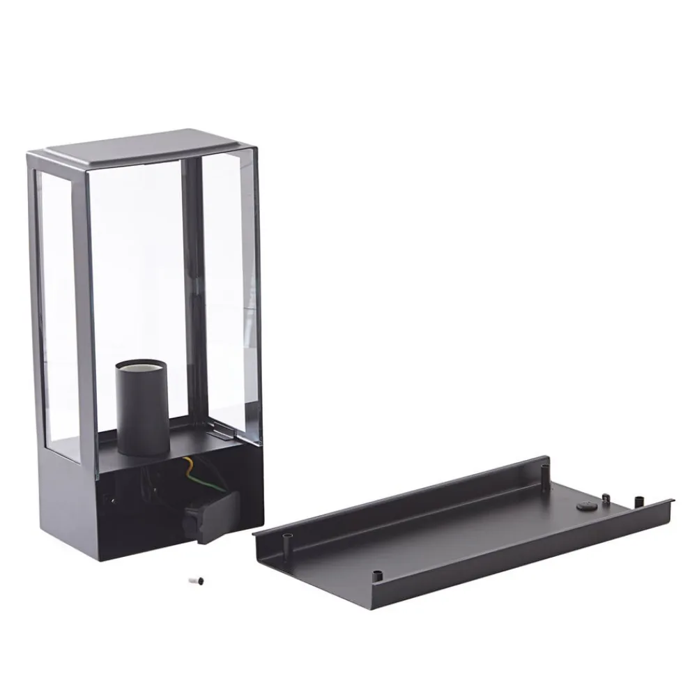 udendørs væglampe Ilana, sort, sensor, IP44, E27^Lindby Hot