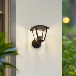 Lindby Terrassebelysning|Væglamper>udendørs væglampe Isidoro, sort, lanterne, plast