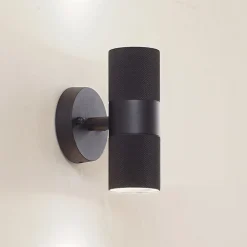 Lindby Væglamper>udendørs væglampe Jovane, sort, aluminium, 2 lyskilder