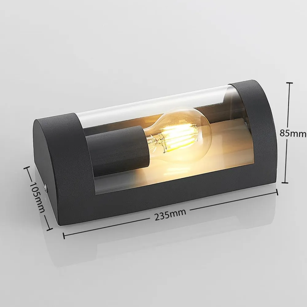 Lindby Terrassebelysning>udendørs væglampe Junias, 24 cm, antracit, stål