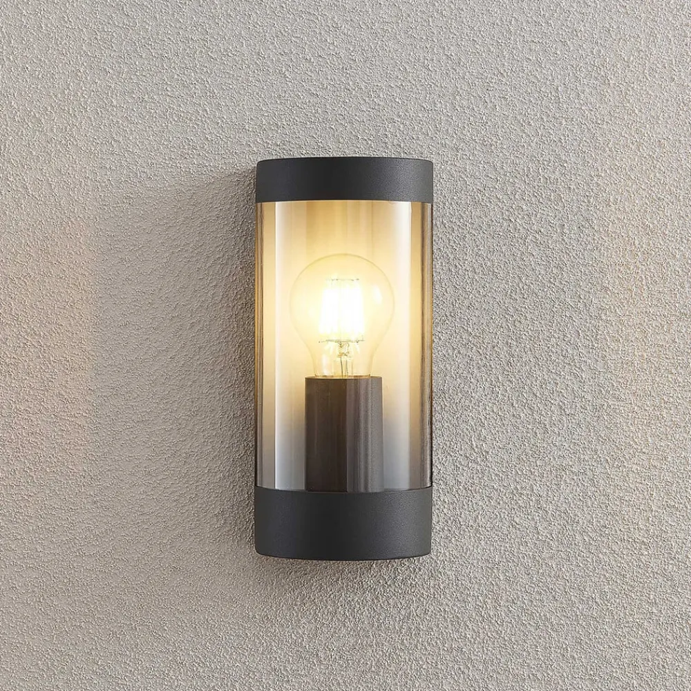 Lindby Terrassebelysning>udendørs væglampe Junias, 24 cm, antracit, stål