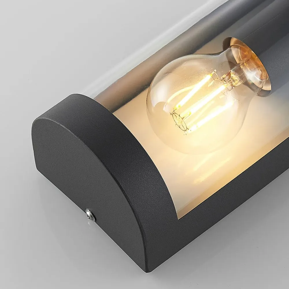 Lindby Terrassebelysning>udendørs væglampe Junias, 24 cm, antracit, stål