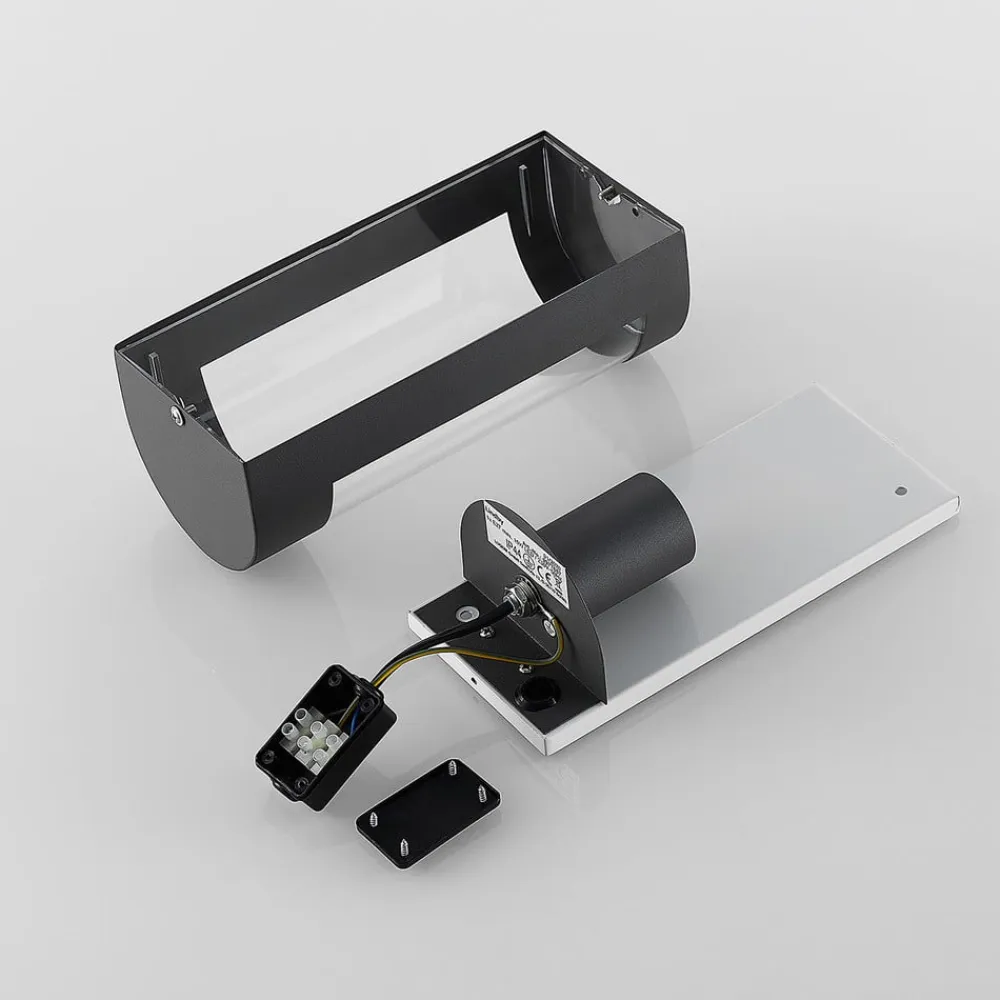 Lindby Terrassebelysning>udendørs væglampe Junias, 24 cm, antracit, stål