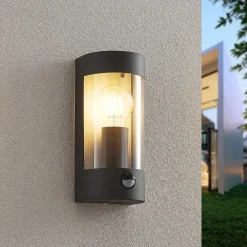 udendørs væglampe Junias, 24 cm, antracit, sensor^Lindby Discount