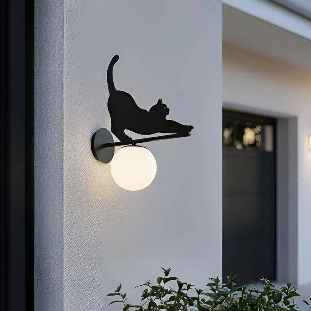 Lindby Terrassebelysning|Væglamper>udendørs væglampe Katti, metal, sort, IP44, kat