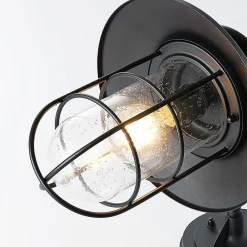 udendørs væglampe Kyan, højde 40 cm, sort, IP44, E27^Lindby Clearance