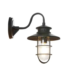 Lindby udendørs væglampe Kyan, højde 32 cm, sort, IP44, E27