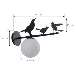 Lindby udendørs væglampe Lintu, metal, sort, IP44, fugl