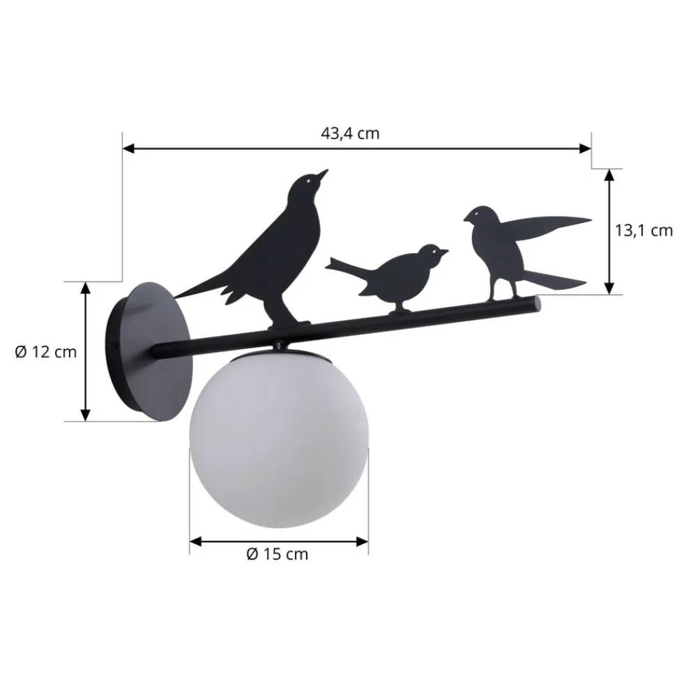 Lindby udendørs væglampe Lintu, metal, sort, IP44, fugl