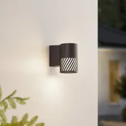 Lindby Terrassebelysning>udendørs væglampe Lurinda, 1 lyskilde, sort, aluminium, Ø10cm