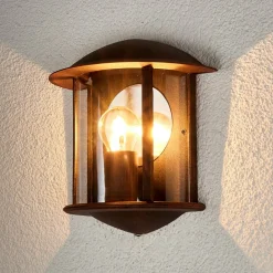 Lindby Væglamper>udendørs væglampe Maelis, rustbrun, metal, 27 cm, E27